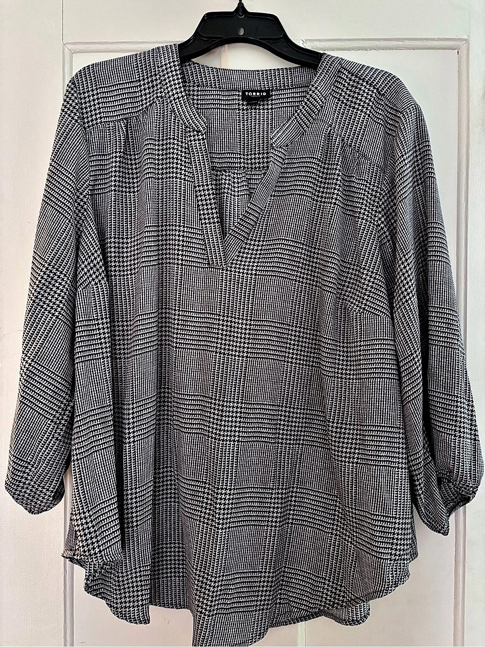 Torrid Harper Georgette 3/4 Sleeve Blouse Black & White Large